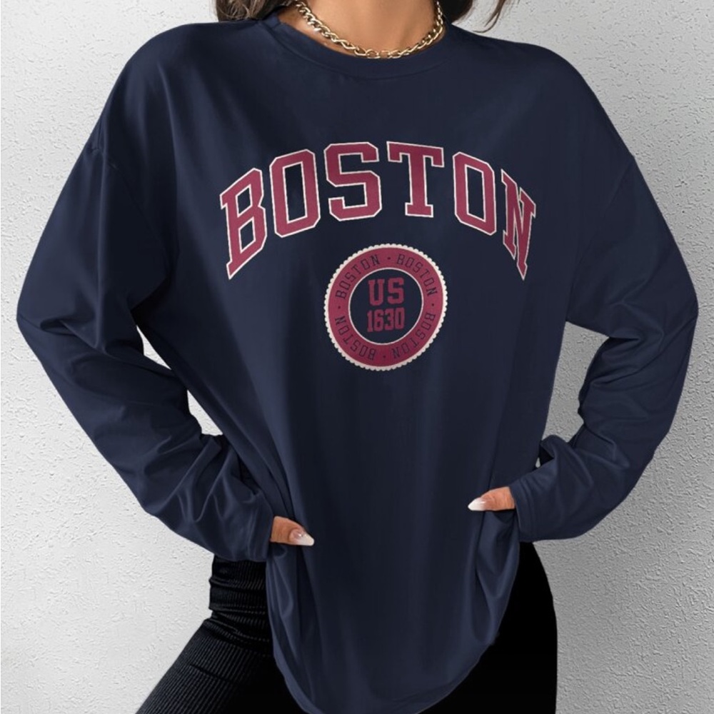 Navy Boston Graphic Sweatshirt